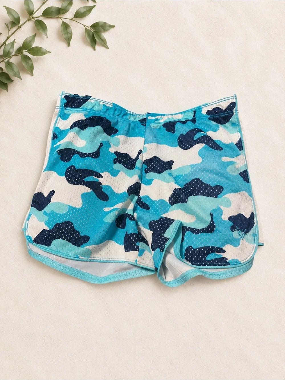 Justice Girls Blue Camo Athletic Shorts | Size 14